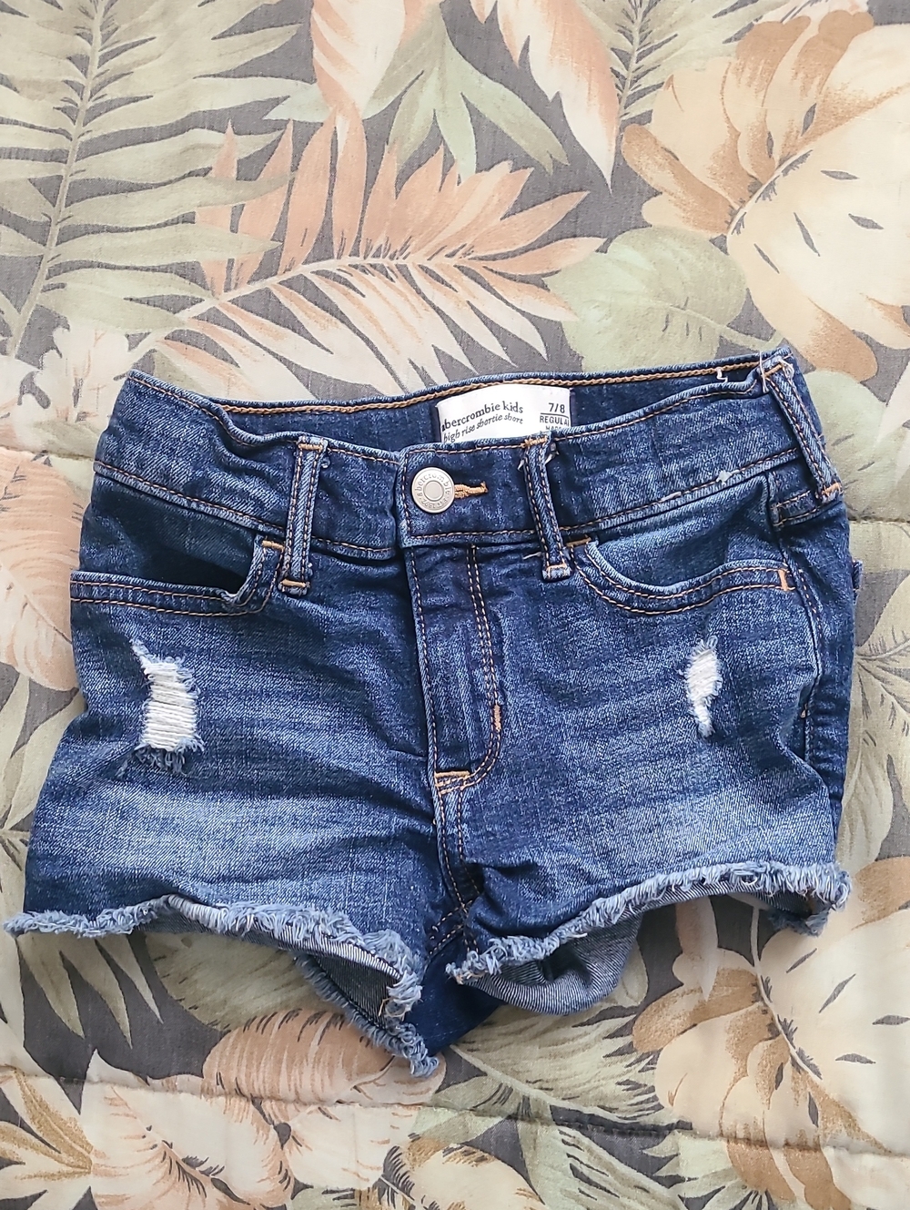 abercrombie kids Dark Blue Distressed Denim Shorts